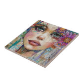 Carreau Portrait d'art en collage multimédia (6) (Côté)