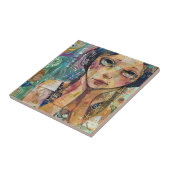 Carreau Portrait d'art en collage multimédia (8) (Côté)