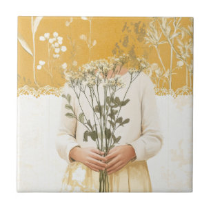Carreau Portrait de bouquet de fleurs sauvages Cottagecore