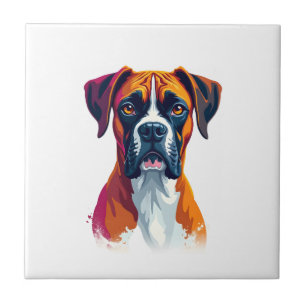 Carreau Portrait de Boxer Vintage Éclaboussure de Couleur
