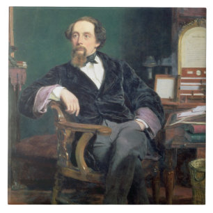 Carreau Portrait de Charles Dickens (huile sur la toile)