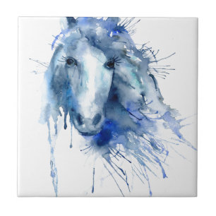 Carreau Portrait de cheval d'aquarelle avec l'éclaboussur