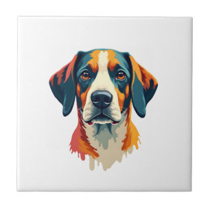 Carreau Portrait de chien coloré vintage dans le style Pop
