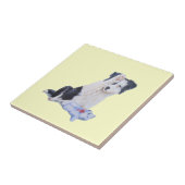 Carreau portrait de chien peint d'un joli chiot de collie- (Côté)