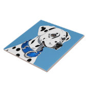 Carreau Portrait de Dalmatien avec collier bleu (Côté)