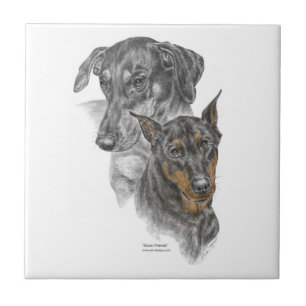 Carreau Portrait de deux Dobermans