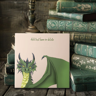 Carreau Portrait de dragon vert mignon Fantaisie pêche