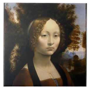 Carreau Portrait de Ginevra de Benci par Leonardo da Vinci