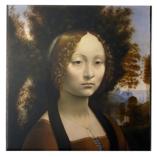 Carreau Portrait de Ginevra de Benci par Leonardo da Vinci (Devant)