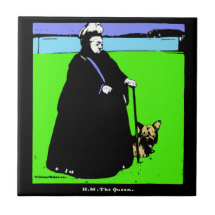 Carreau Portrait de la reine Victoria et Yorkie Dog