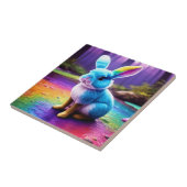 Carreau Portrait de lapin bleu mignon assis  (Côté)
