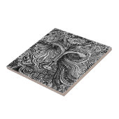 Carreau Portrait de ligne Trippy noir et blanc (Côté)