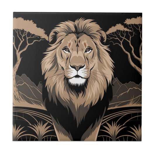 Carreau Portrait de Lion Vintage (Devant)