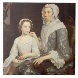 Carreau Portrait de Madame pluse âgé et d'une jeune fill