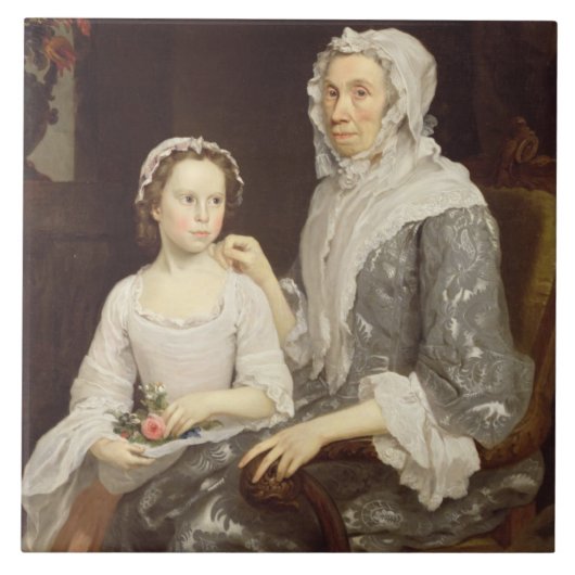 Carreau Portrait de Madame pluse âgé et d'une jeune fille (Devant)