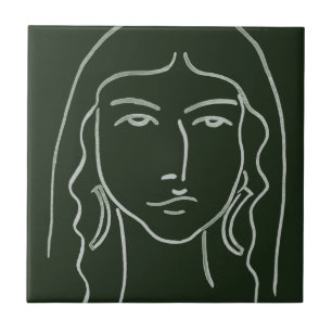 Carreau Portrait de malachite avec de longs cheveux