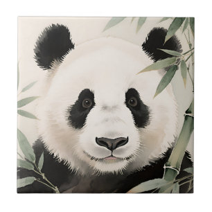 Carreau Portrait de Panda Géant en Bambou