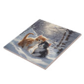 Carreau Portrait de Tabby gris et blanc orange (Côté)