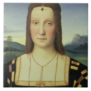 Carreau Portrait d'Elizabeth Gonzaga, c.1504 (huile sur le