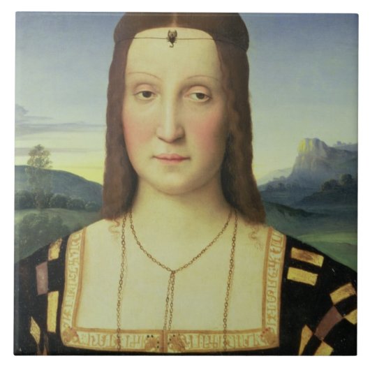 Carreau Portrait d'Elizabeth Gonzaga, c.1504 (huile sur le (Devant)
