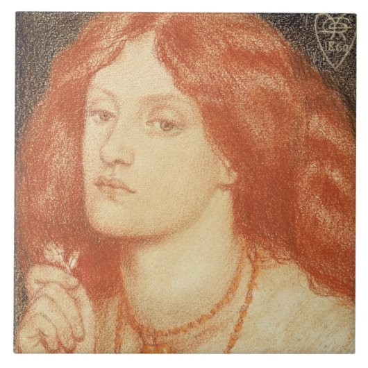 Carreau Portrait d'Elizabeth Siddal (1834-62), 1860 (rouge (Devant)