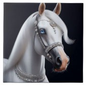 Carreau Portrait du cheval blanc d'Arabie (Devant)