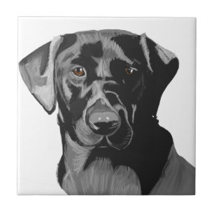 Carreau Portrait du Labrador noir