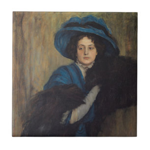 Carreau Portrait d'une dame en bleu (Raimundo de Madrazo)