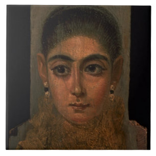 Carreau Portrait d'une femme portant un or pectoral, tombe