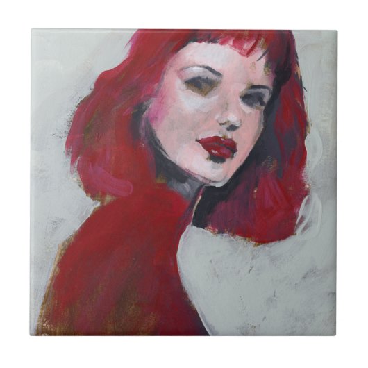 Carreau Portrait Fem - Rouge (Devant)