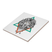 Carreau Portrait géométrique aztèque de lion (Côté)