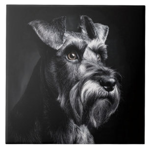 Carreau Portrait monochrome de Schnauzer