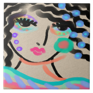 Carreau Portrait numérique Abstrait à large facette d'une 