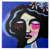 Carreau Portrait numérique Abstrait à visage de fleur d'un (Devant)