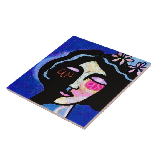 Carreau Portrait numérique Abstrait à visage de fleur d'un (Côté)