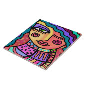 Carreau Portrait numérique Abstrait d'une femme (Côté)