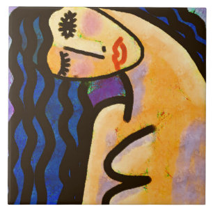 Carreau Portrait numérique Abstrait d'une femme