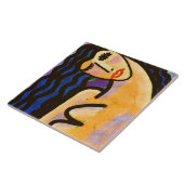 Carreau Portrait numérique Abstrait d'une femme (Côté)