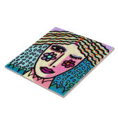 Carreau Portrait numérique Abstrait funky d'une femme (Côté)