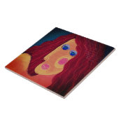 Carreau Portrait numérique Abstrait rouge d'une femme (Côté)