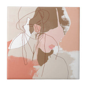 Carreau Portrait peint de femelle de découpe