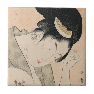 Carreau Portrait vintage I de femme d'Ukiyo-e de Japonais