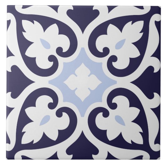 Carreau Portugais Azulejos Indigo bleu et blanc (Devant)