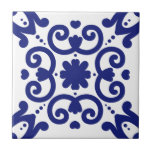 Carreau Portugais Bleu Bleu Blanc Style<br><div class="desc">Style portugais méditerranéen élégant carrelage motif en céramique bleu sur un arrière - plan blanc. Idéal pour un séjour balnéaire frais et sensations designs d'intérieur.</div>