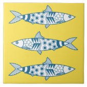 Carreau Portugais Lisbonne Sardines Motif Azulejos Jaune (Devant)