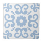 Carreau Portugais Méditerranée Bleu Bleu Bleu Bleu 2<br><div class="desc">élégant Azulejo portugais style méditerranéen motif céramique carrelage bleu clair sur un arrière - plan blanc. Idéal pour un design d'intérieur ou une sensation d'arrière-plan en bord de mer. version motif 2.</div>