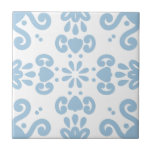 Carreau Portugais Méditerranée Bleu Bleu Bleu Bleu 3<br><div class="desc">élégant Azulejo portugais style méditerranéen motif céramique carrelage bleu clair sur un arrière - plan blanc. Idéal pour un design d'intérieur ou une sensation d'arrière-plan en bord de mer. Version motif 3.</div>