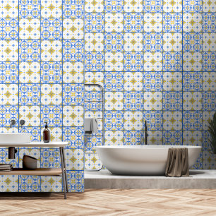 Carreau Portugais Méditerranéen Mur Bleu Jaune Déc