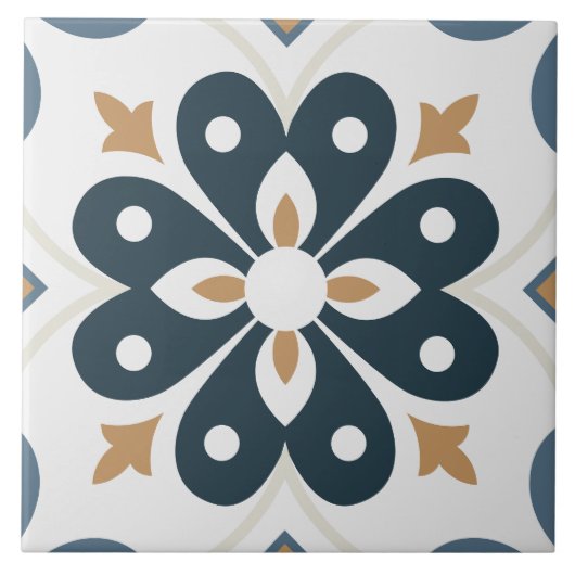 Carreau Portugal fine oeuvre d'art ornementale bleu et bla (Devant)