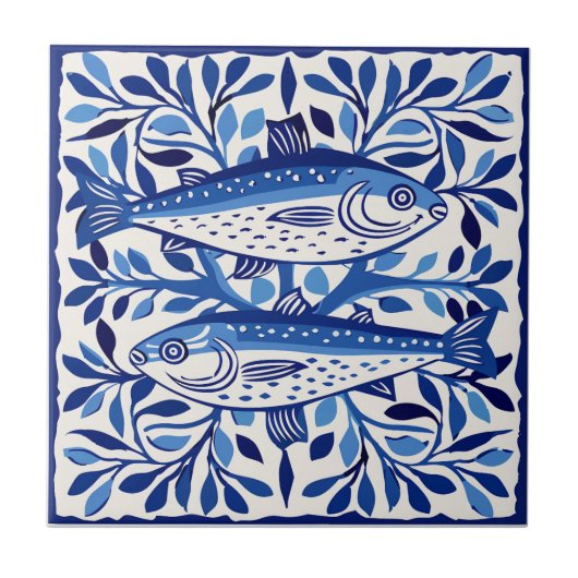 Carreau Portuguese Blue and White Sardine (Devant)